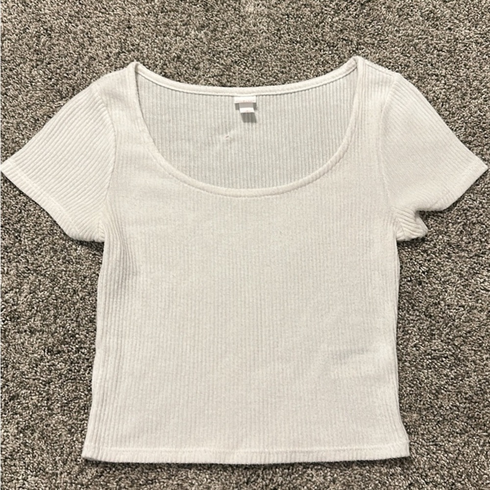 Ribbed White cropped shirt